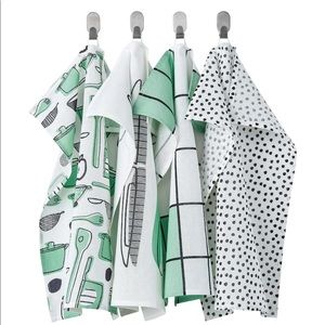 RINNIG
Tea towel, white/green/patterned